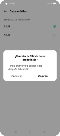 Si cambias de tarjeta SIM, pulsa Cambiar. Si cambias de tarjeta SIM, pulsa Cambiar.