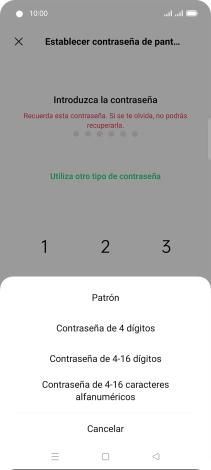 Pulsa el código de seguridad deseado y sigue las indicaciones de la pantalla para crear un código de seguridad del teléfono adicional. Pulsa el código de seguridad deseado y sigue las indicaciones de la pantalla para crear un código de seguridad del teléfono adicional.