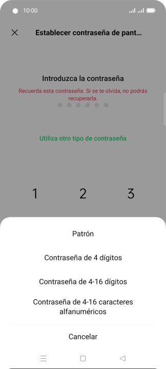 Pulsa el código de seguridad deseado y sigue las indicaciones de la pantalla para crear un código de seguridad del teléfono adicional. Pulsa el código de seguridad deseado y sigue las indicaciones de la pantalla para crear un código de seguridad del teléfono adicional.