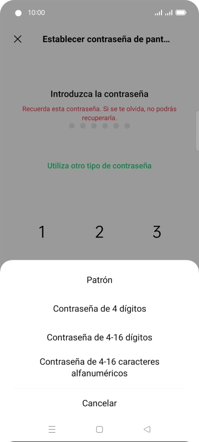 Pulsa el código de seguridad deseado y sigue las indicaciones de la pantalla para crear un código de seguridad del teléfono adicional. Pulsa el código de seguridad deseado y sigue las indicaciones de la pantalla para crear un código de seguridad del teléfono adicional.