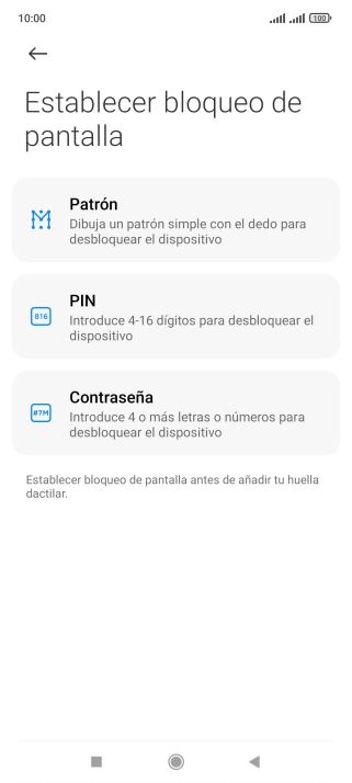 Pulsa el código de seguridad deseado. Pulsa el código de seguridad deseado.