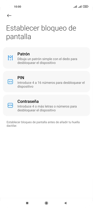Pulsa el código de seguridad deseado. Pulsa el código de seguridad deseado.