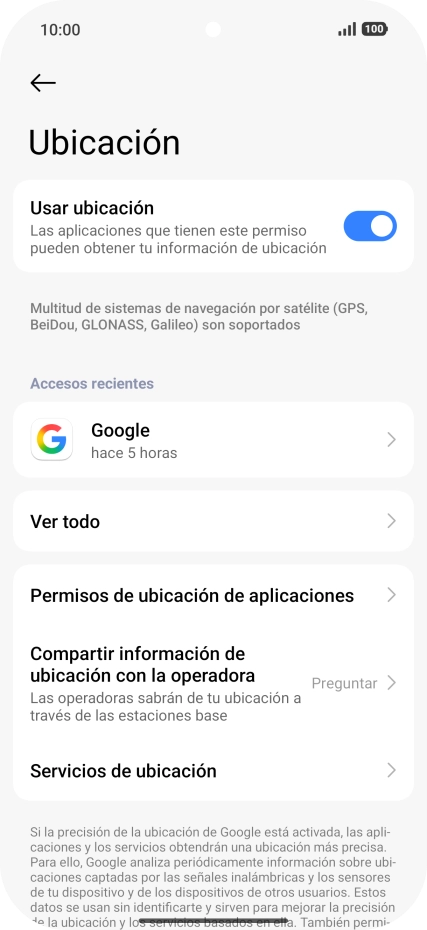 Pulsa Permisos de ubicación de aplicaciones. Pulsa Permisos de ubicación de aplicaciones.