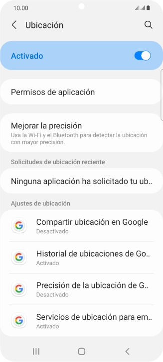 Pulsa Permisos de aplicación. Pulsa Permisos de aplicación.