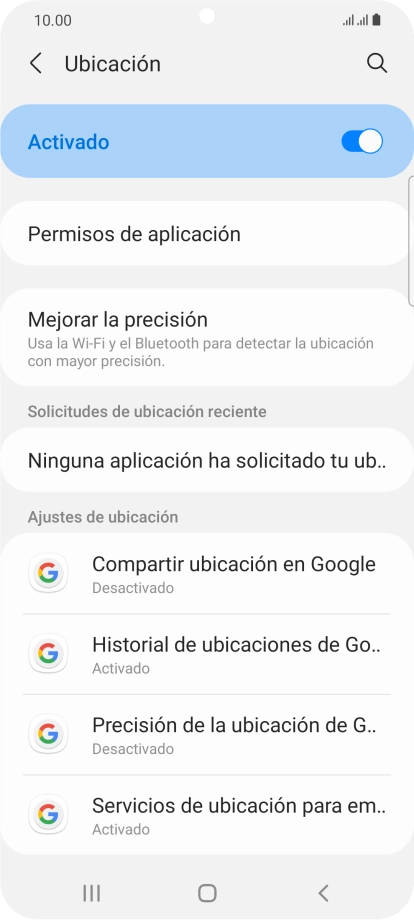Pulsa Permisos de aplicación. Pulsa Permisos de aplicación.