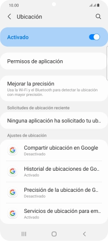 Pulsa Permisos de aplicación. Pulsa Permisos de aplicación.