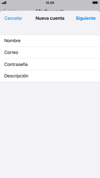 Pulsa Descripción e introduce el nombre de la cuenta de correo electrónico.