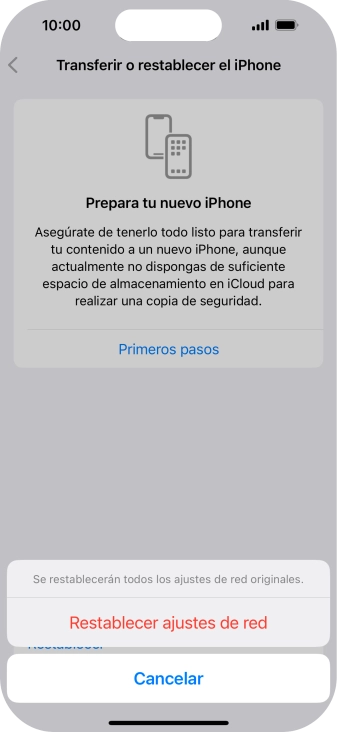 Pulsa Restablecer ajustes de red. Pulsa Restablecer ajustes de red.