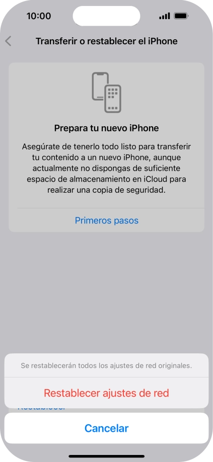 Pulsa Restablecer ajustes de red. Pulsa Restablecer ajustes de red.