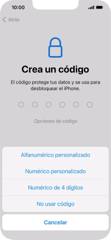 Sigue las indicaciones de la pantalla para activar el uso del código de seguridad o pulsa No usar código. Sigue las indicaciones de la pantalla para activar el uso del código de seguridad o pulsa No usar código.