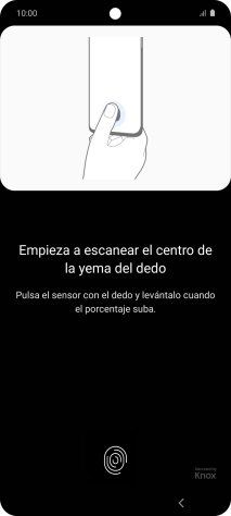 Sigue las indicaciones de la pantalla para crear una huella digital como código de seguridad. Sigue las indicaciones de la pantalla para crear una huella digital como código de seguridad.