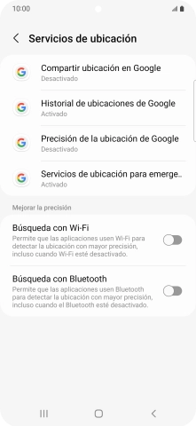 Pulsa Precisión de la ubicación de Google. Pulsa Precisión de la ubicación de Google.