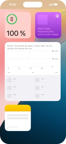 Pulsa el widget deseado hasta que aparezca un menú emergente en la pantalla.
