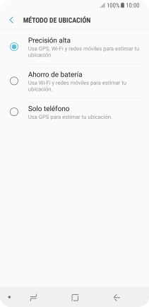 Si seleccionas Precisión alta, el teléfono podrá encontrar tu posición exacta con ayuda de los satélites GPS, la red móvil y una red wifi cercana. El GPS por satélite requiere vista libre al cielo.