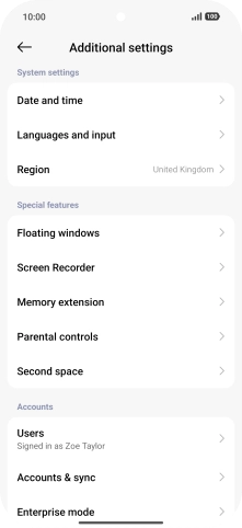 Press Accounts & sync. Press Accounts & sync.