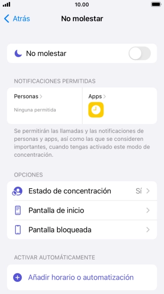 Pulsa Personas y sigue las indicaciones de la pantalla para seleccionar de qué contactos quieres recibir llamadas y notificaciones cuando No molestar está activado. Pulsa Personas y sigue las indicaciones de la pantalla para seleccionar de qué contactos quieres recibir llamadas y notificaciones cuando No molestar está activado.