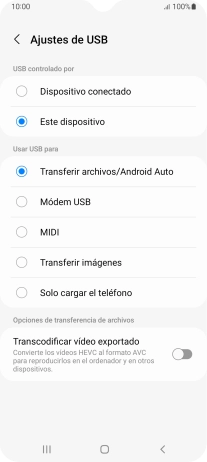Pulsa Transferir archivos/Android Auto. Pulsa Transferir archivos/Android Auto.