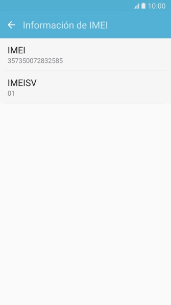 El código IMEI aparece ahora en la pantalla. El código IMEI aparece ahora en la pantalla.