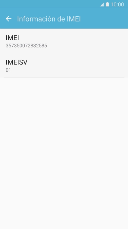 El código IMEI aparece ahora en la pantalla. El código IMEI aparece ahora en la pantalla.