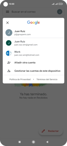 Pulsa la cuenta de correo electrónico deseada. Pulsa la cuenta de correo electrónico deseada.