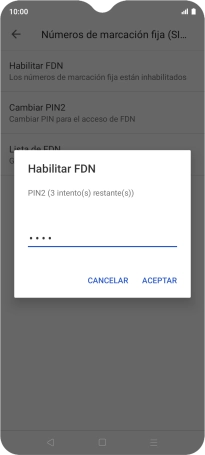Introduce el código PIN2 y pulsa ACEPTAR. Introduce el código PIN2 y pulsa ACEPTAR.