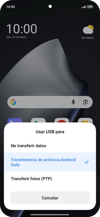 Pulsa Transferencia de archivos/Android Auto. Pulsa Transferencia de archivos/Android Auto.