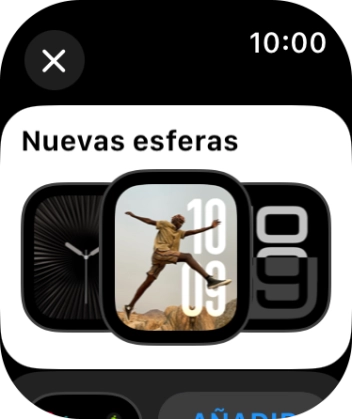 Gira la Digital Crown para ver las esferas que deseas añadir. Gira la Digital Crown para ver las esferas que deseas añadir.