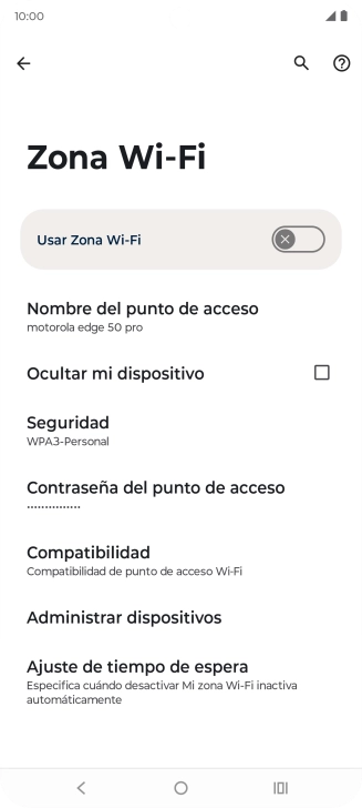 Pulsa Contraseña del punto de acceso. Pulsa Contraseña del punto de acceso.