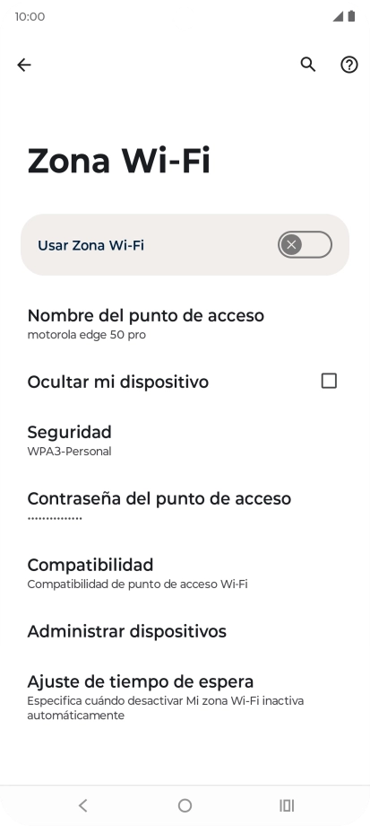 Pulsa Contraseña del punto de acceso. Pulsa Contraseña del punto de acceso.