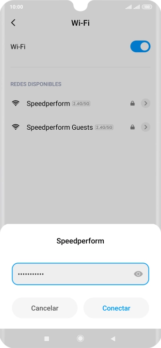 Introduce la contraseña de la red wifi y pulsa Conectar. Introduce la contraseña de la red wifi y pulsa Conectar.