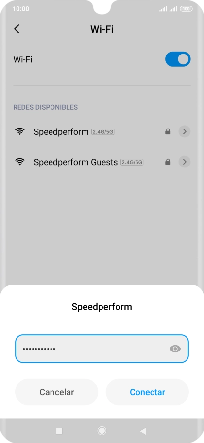 Introduce la contraseña de la red wifi y pulsa Conectar. Introduce la contraseña de la red wifi y pulsa Conectar.