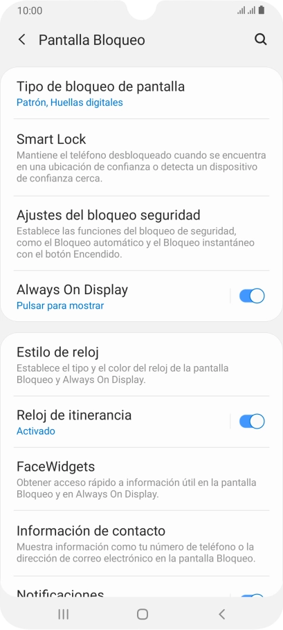 Pulsa Tipo de bloqueo de pantalla e introduce el código de seguridad actual. Pulsa Tipo de bloqueo de pantalla e introduce el código de seguridad actual.