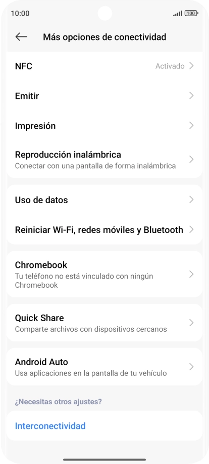 Pulsa Reiniciar Wi-Fi, redes móviles y Bluetooth.