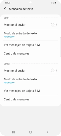 Pulsa Centro de mensajes bajo la tarjeta SIM deseada. Pulsa Centro de mensajes bajo la tarjeta SIM deseada.