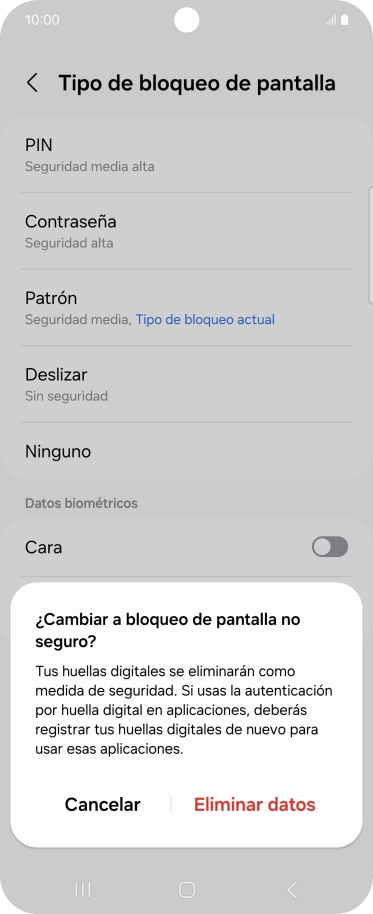Pulsa Eliminar datos. Pulsa Eliminar datos.