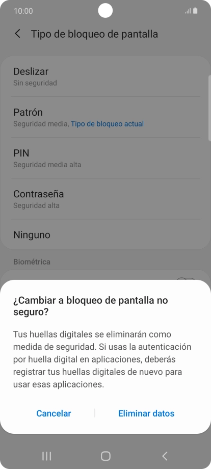 Pulsa Eliminar datos. Pulsa Eliminar datos.