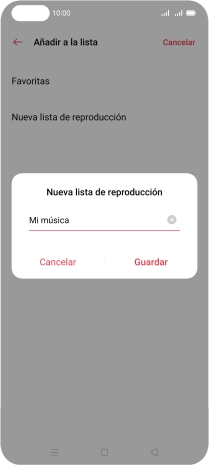 Introduce el nombre deseado de la lista de reproducción y pulsa Guardar. Introduce el nombre deseado de la lista de reproducción y pulsa Guardar.