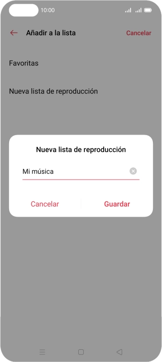 Introduce el nombre deseado de la lista de reproducción y pulsa Guardar. Introduce el nombre deseado de la lista de reproducción y pulsa Guardar.