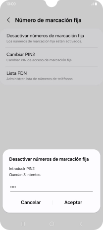 Introduce el código PIN2 y pulsa Aceptar. Introduce el código PIN2 y pulsa Aceptar.