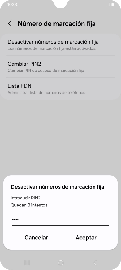 Introduce el código PIN2 y pulsa Aceptar. Introduce el código PIN2 y pulsa Aceptar.