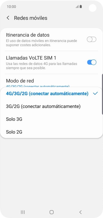 Pulsa el tipo de red deseado.