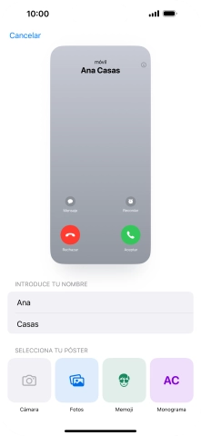 Pulsa una categoría y sigue las indicaciones de la pantalla para seleccionar y configurar la imagen o fotografía deseada para tu póster de contacto. Pulsa una categoría y sigue las indicaciones de la pantalla para seleccionar y configurar la imagen o fotografía deseada para tu póster de contacto.