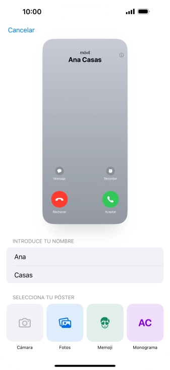 Pulsa una categoría y sigue las indicaciones de la pantalla para seleccionar y configurar la imagen o fotografía deseada para tu póster de contacto. Pulsa una categoría y sigue las indicaciones de la pantalla para seleccionar y configurar la imagen o fotografía deseada para tu póster de contacto.