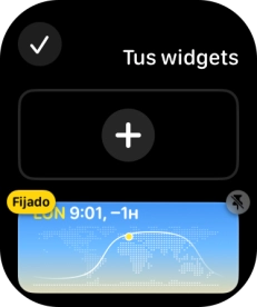 Pulsa el icono de añadir un widget y desplázate al widget deseado. Pulsa el icono de añadir un widget y desplázate al widget deseado.