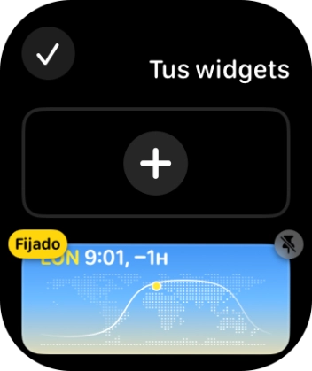 Pulsa el icono de añadir un widget y desplázate al widget deseado. Pulsa el icono de añadir un widget y desplázate al widget deseado.