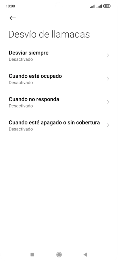 Pulsa el tipo de desvío deseado.