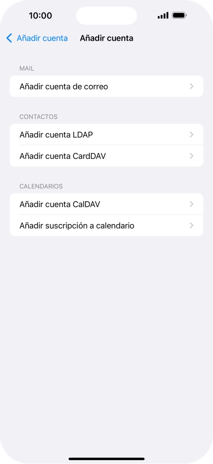 Pulsa Añadir cuenta de correo. Pulsa Añadir cuenta de correo.