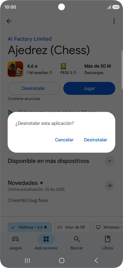 Pulsa Desinstalar.