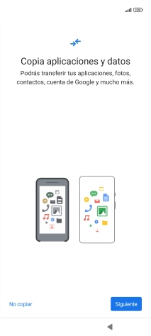 Puedes transferir el contenido de otro teléfono cuando activas tu teléfono por primera vez y cuando lo has restablecido. Cuando aparezca en la pantalla del teléfono esta imagen, ya está listo para la transmisión del contenido del otro teléfono. Puedes transferir el contenido de otro teléfono cuando activas tu teléfono por primera vez y cuando lo has restablecido. Cuando aparezca en la pantalla del teléfono esta imagen, ya está listo para la transmisión del contenido del otro teléfono.