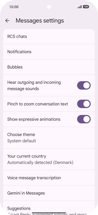 Press Gemini in Messages.